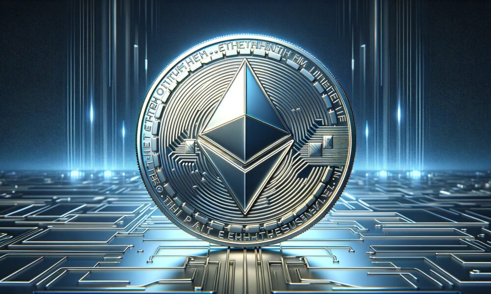 Dall·e 2024 05 28 09.53.50 a detailed image of a shiny ethereum eth coin prominently displayed. the coin should be highly realistic with intricate engravings and the iconic et.jpeg