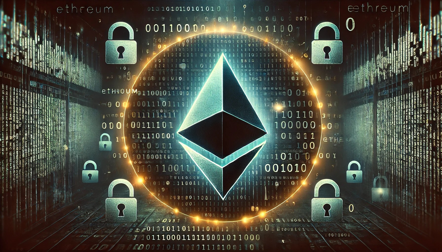 Dall·e 2024 06 25 11.39.04 A Wide Format Digital Artwork Featuring The Ethereum Logo Prominently Displayed In The Center. The Background Is Dark And Ominous To Symbolize Dange.webp.jpeg