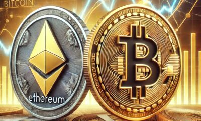 Dall·e 2024 07 30 17.47.26 A Digital Illustration Comparing Ethereum And Bitcoin. The Image Shows Two Coins One With The Ethereum Logo And The Other With The Bitcoin Logo Set .jpg