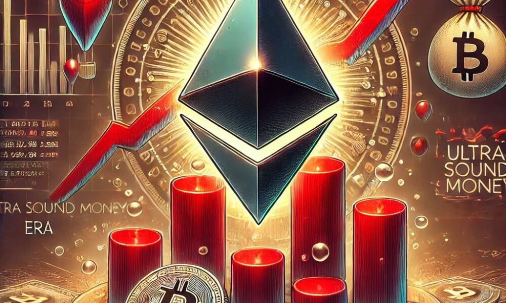 Dall·e 2024 08 30 15.42.59 A Digital Illustration Depicting Ethereum Facing Inflationary Pressure With A Focus On The Potential End Of The Ultra Sound Money Era. The Image Feat.webp.jpeg