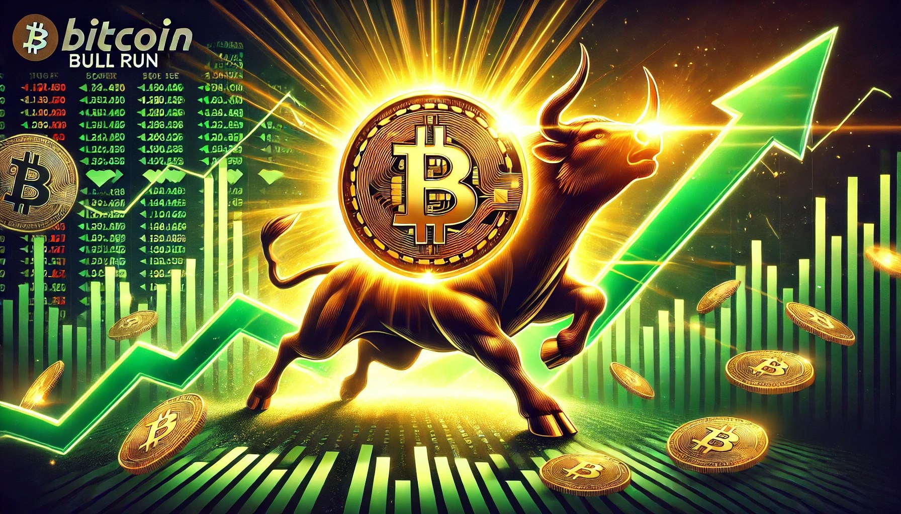 Dall·e 2024 09 07 22.39.04 A Dynamic Feature Image Representing A Bitcoin Bull Run. The Image Should Include A Large Golden Bitcoin Symbol In The Center Glowing With Bright Li.webp.jpeg