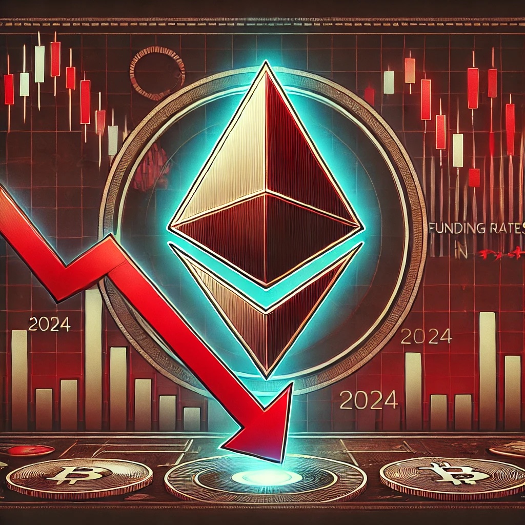 Dall·e 2024 09 16 17.30.19 A Digital Illustration Depicting A Bearish Signal For Ethereum As Funding Rates Hit New Lows In 2024. The Image Features The Ethereum Symbol With Down.jpg