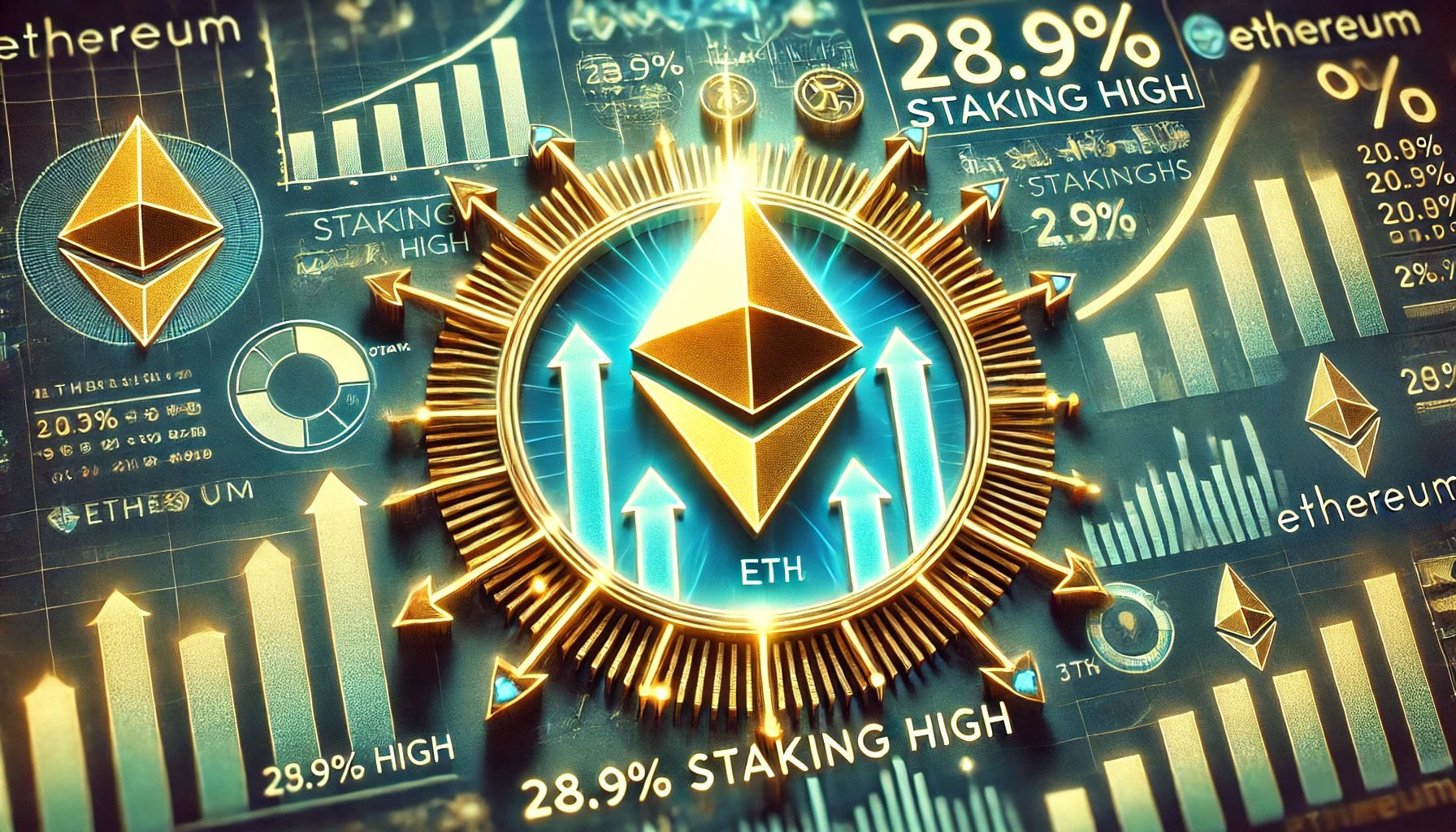 Dall·e 2024 10 08 05.42.05 A Financial Themed Image Highlighting Ethereums Eth Fundamentals And Upside Potential As Staking Reaches 28.9 High. The Central Focus Is A Glowing.webp.jpeg