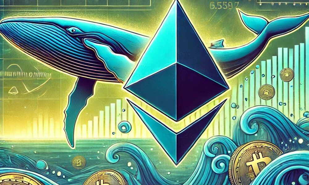 Dall·e 2024 10 16 18.39.07 A Digital Illustration Depicting Ethereum Whales Quietly Accumulating Hinting At A Potential Major Price Breakout. The Image Features The Ethereum Sy.jpg