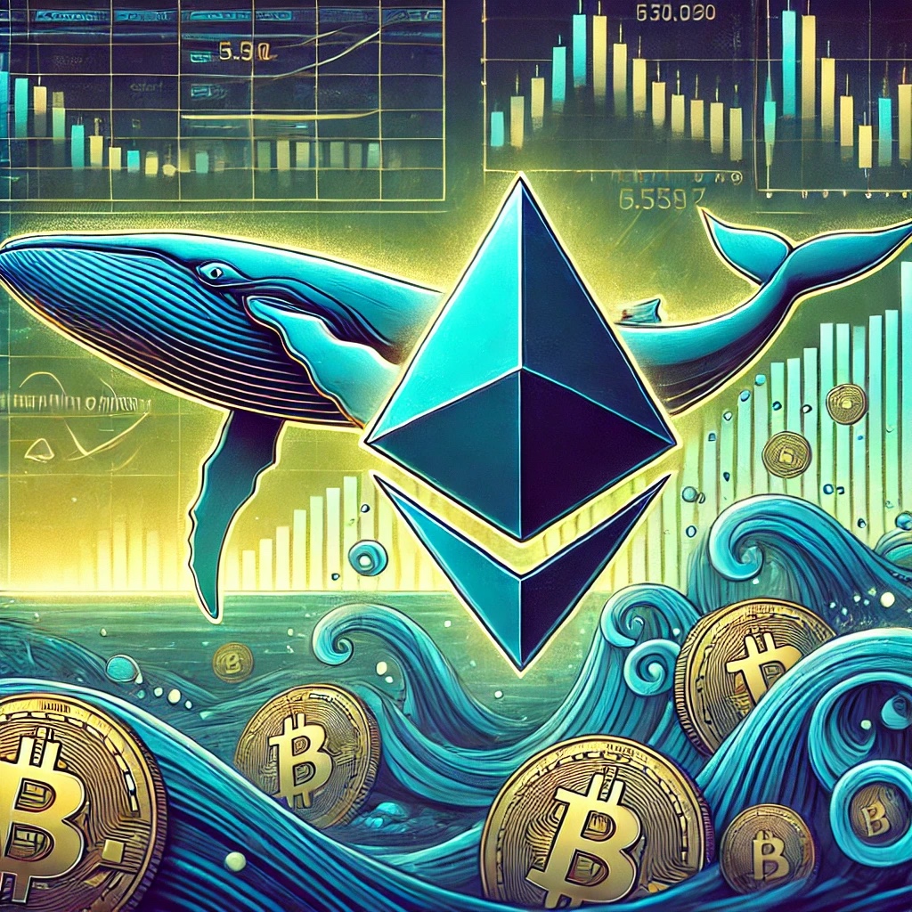 Dall·e 2024 10 16 18.39.07 A Digital Illustration Depicting Ethereum Whales Quietly Accumulating Hinting At A Potential Major Price Breakout. The Image Features The Ethereum Sy.jpg