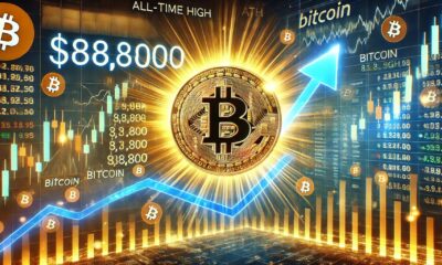 Dall·e 2024 11 09 07.47.26 A Financial Themed Image Showcasing Bitcoins Btc Recent All Time High Ath Breakout With An Analysts Price Target Set At 88800. The Central Fo.webp.jpeg