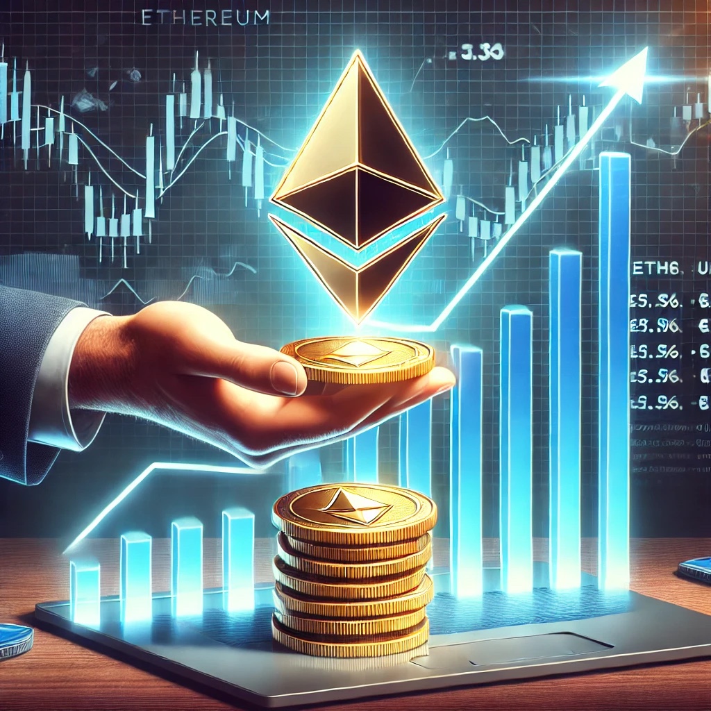 Dall·e 2024 11 19 16.04.45 A Digital Illustration Showing Ethereum Represented As A Strong Stable Structure With Investors Holding Ethereum Tokens Firmly While A Chart In The .jpg