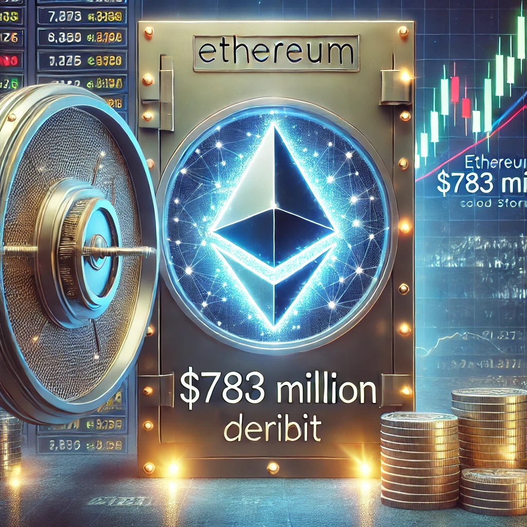 Dall·e 2024 11 22 16.59.20 A Detailed Digital Illustration Showing A Significant Transfer Of Ethereum Eth Worth 783 Million To Cold Storage By Deribit. The Image Features A P.jpg