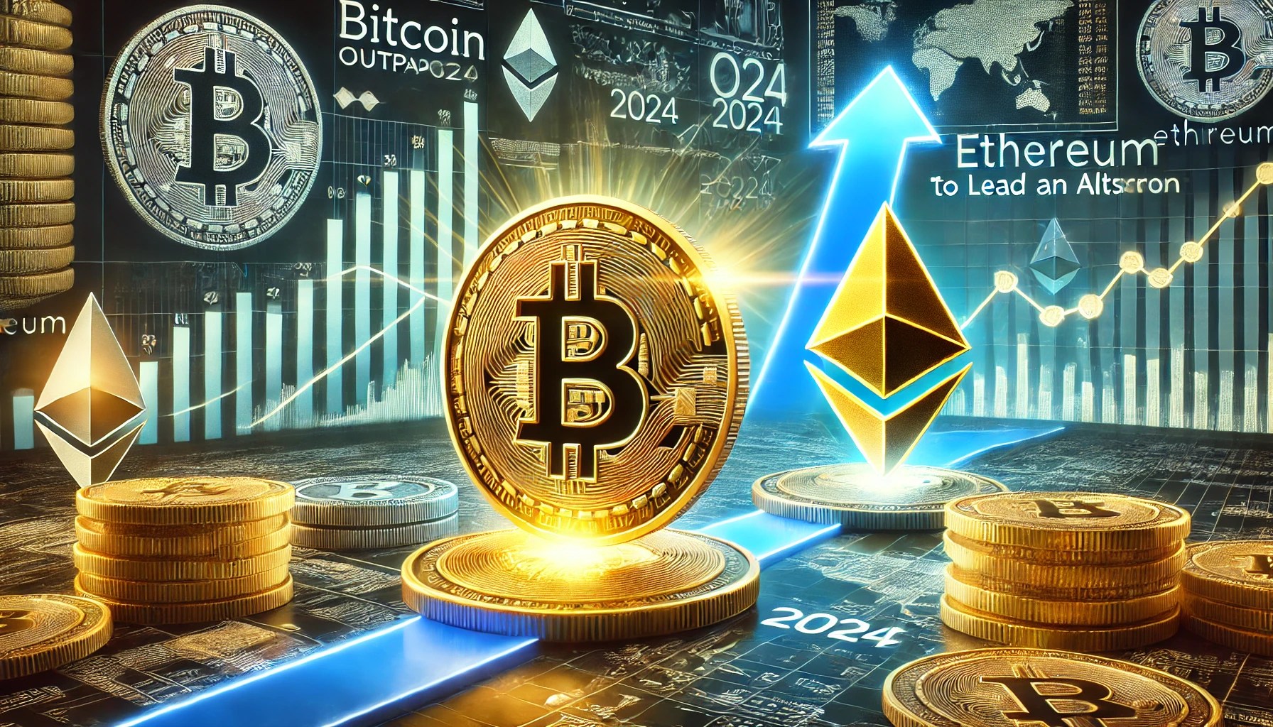 Dall·e 2024 11 23 07.44.57 A Financial Themed Image Highlighting Bitcoin Outpacing Ethereum In 2024 While Exploring Whether Eth Can Recover To Lead An Altseason. The Central Fo.webp.jpeg