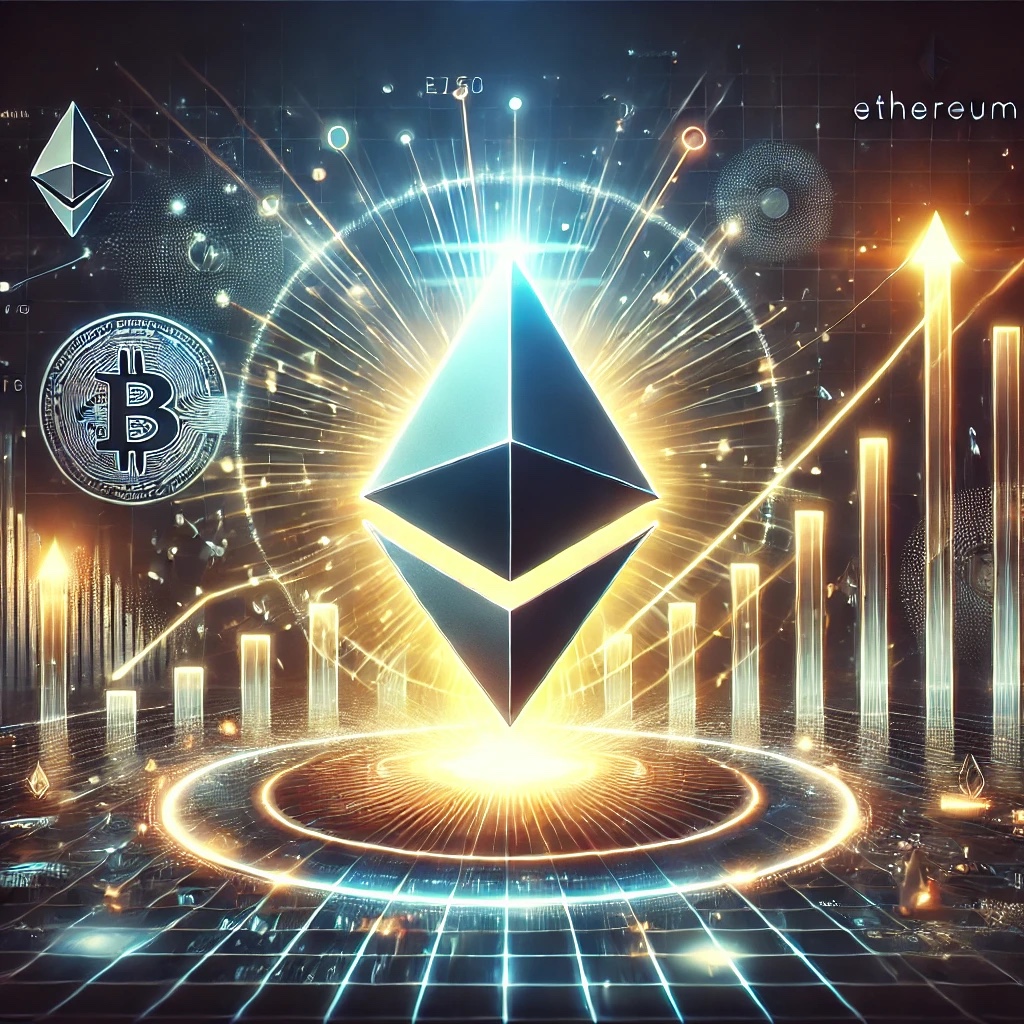 Dall·e 2024 12 23 14.55.08 A Digital Illustration Showing Ethereum Poised For A Breakout In The Cryptocurrency Market. The Image Features A Glowing Ethereum Logo At The Center .jpg