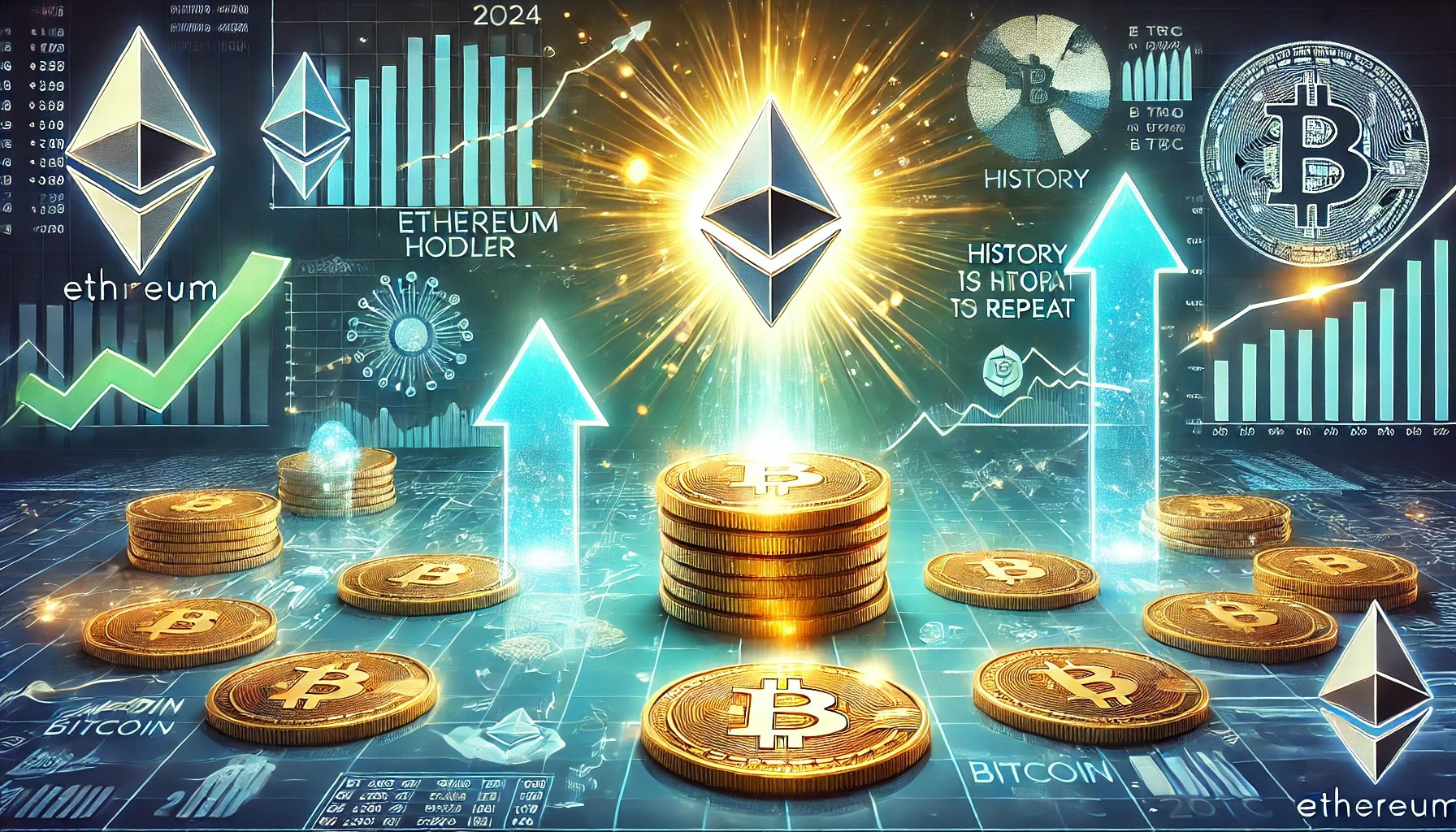 Dall·e 2024 12 27 06.05.46 A Financial Themed Image Highlighting Ethereums Hodler Ratio Surpassing Bitcoins In 2024 With A Focus On Whether History Will Repeat. The Central F.webp.jpeg