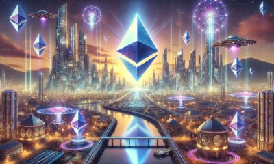 Dall·e 2025 01 03 12.56.27 A Breathtaking Futuristic Landscape Featuring Ethereum Showcasing A Vibrant Cityscape Illuminated By Glowing Lights. In The Foreground The Ethereum .webp.jpeg