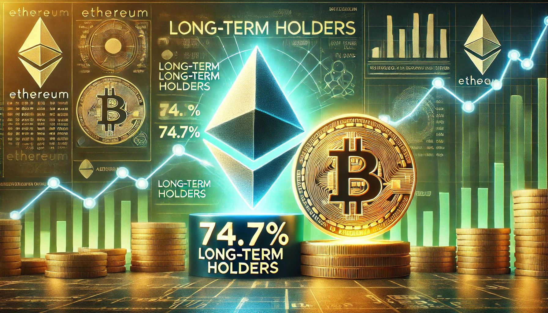 Dall·e 2025 01 10 05.51.06 A Financial Themed Image Highlighting Ethereum Leading Bitcoin In Long Term Holder Ratios With 74.7 Of Eth Addresses Holding Strong. The Central Foc.webp.jpeg