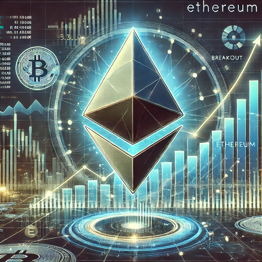 Dall·e 2025 01 24 15.15.17 A Digital Illustration Showcasing Ethereum Poised For A Potential Breakout With The Ethereum Logo Prominently Featured In The Center. The Image Inclu.jpg