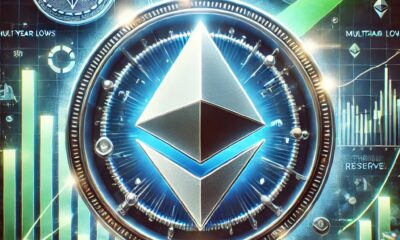 Dall·e 2025 01 28 16.46.32 A Visually Striking Image Representing Ethereum Reserves Hitting Multi Year Lows With A Hint Of An Impending Bull Run. Center The Glowing Silver Ether.jpg