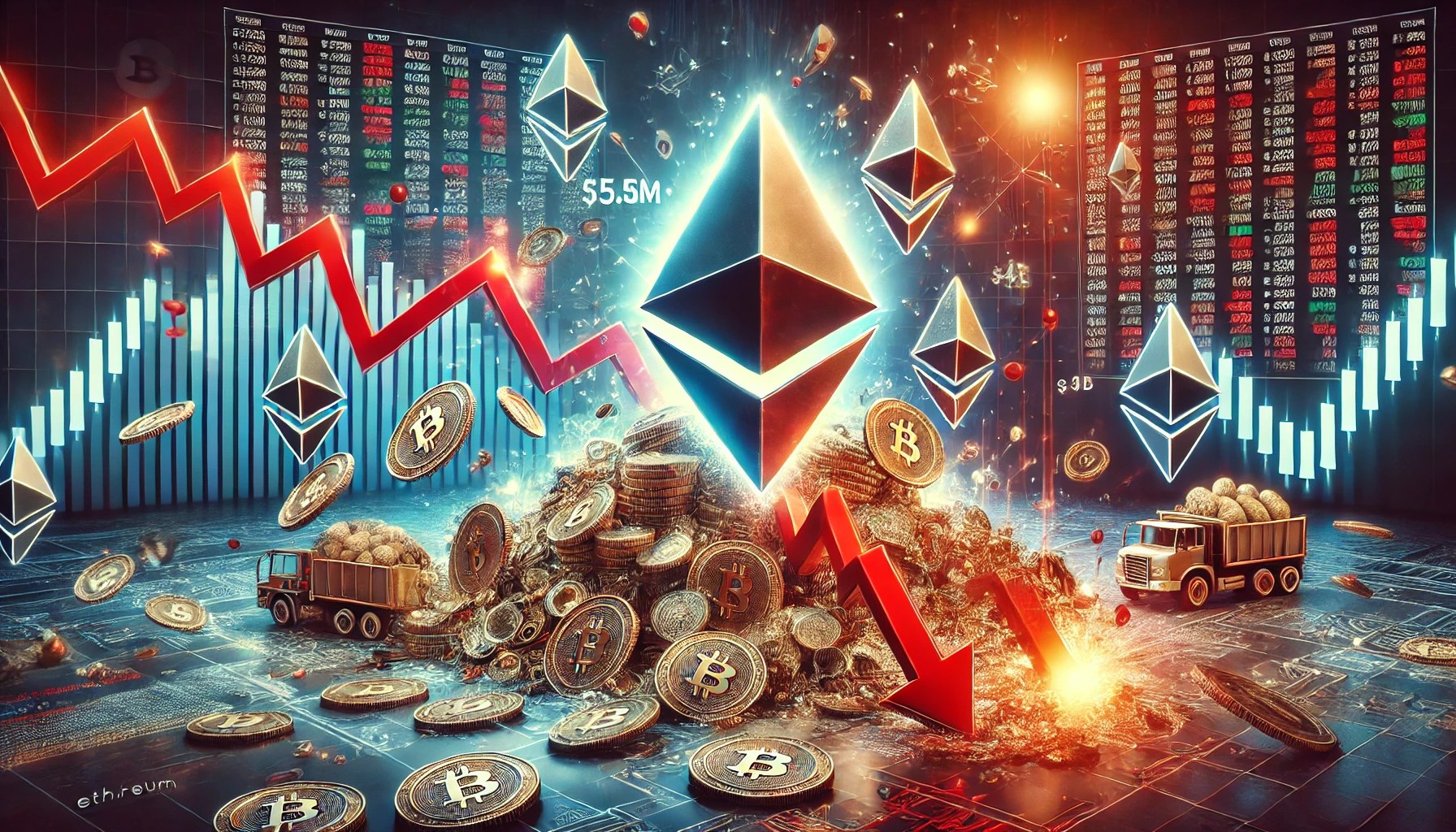 Dall·e 2025 02 04 06.11.26 A Professional Horizontal Digital Artwork For An Article About 55.8m In Ethereum Longs Being Liquidated In One Hour As Futures Open Interest Plunges .webp.jpeg