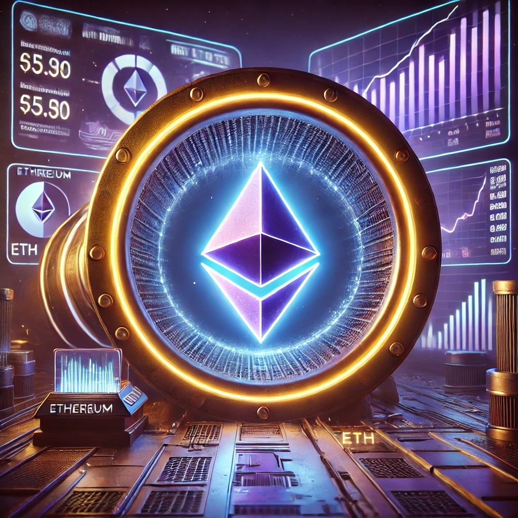 Dall·e 2025 02 06 14.50.12 A Futuristic And Visually Creative Image Illustrating Ethereums Record Low Outflows From Derivative Exchanges. Show A Glowing Ethereum Logo Inside A .jpg