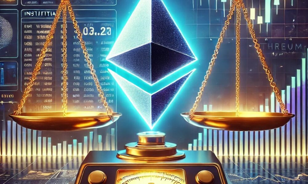 Dall·e 2025 02 12 15.35.08 A Visually Compelling And Analytical Image Exploring Whether Ethereum Is Undervalued. Show A Glowing Ethereum Logo Resting On A Digital Balance Scale.jpg