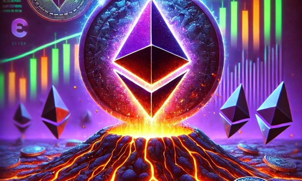 Dall·e 2025 02 18 17.13.01 A Visually Compelling And Creative Image Representing Ethereum Quietly Building Momentum For A Potential Rally. Show The Ethereum Logo Glowing Beneath.jpg